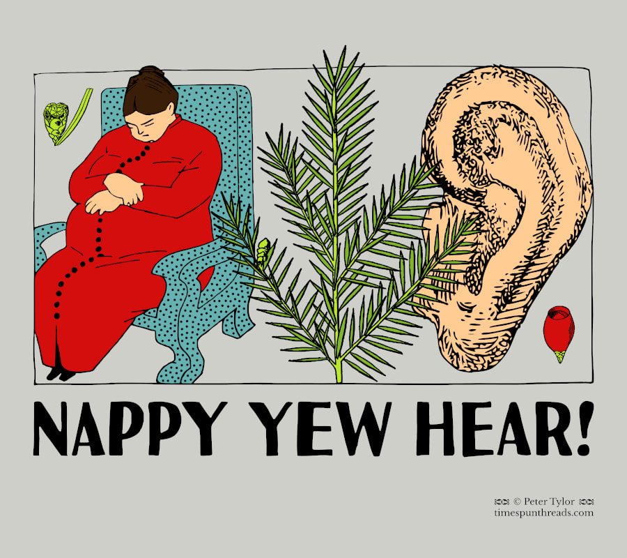 Nappy Yew Hear - vintage style seasonal spoonerism graphic design
