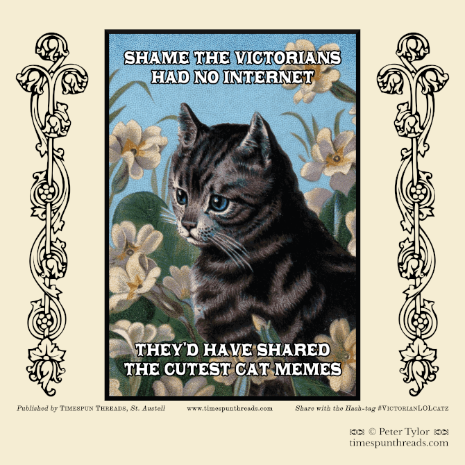 Shame the Victorians had no Internet - late 19th century style cat meme graphic design by Timespun Threads