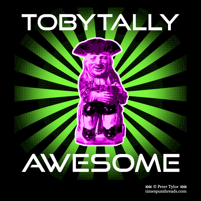 Tobytally Awesome - Toby jug pun graphic design by Timespun Threads