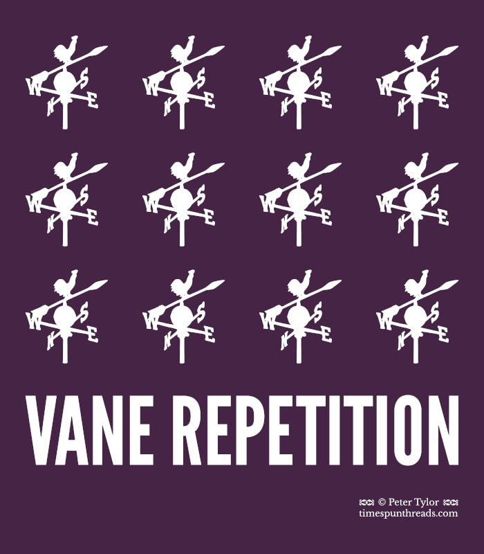 Vane Repetition - weathercock repeat visual pun graphic design by Timespun Threads