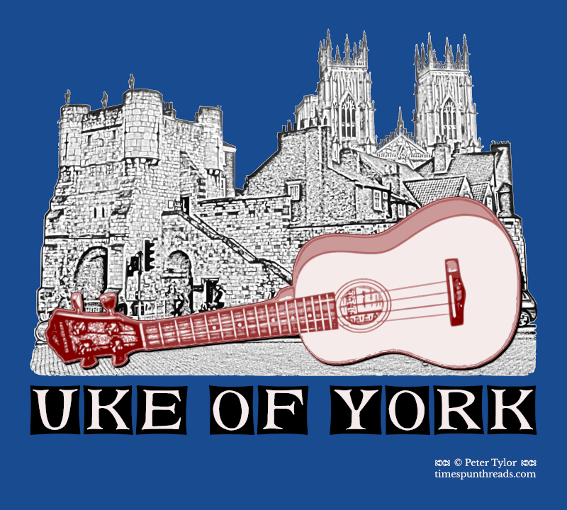 Uke of York - Yorkshire ukulele pun graphic design by Timespun Threads