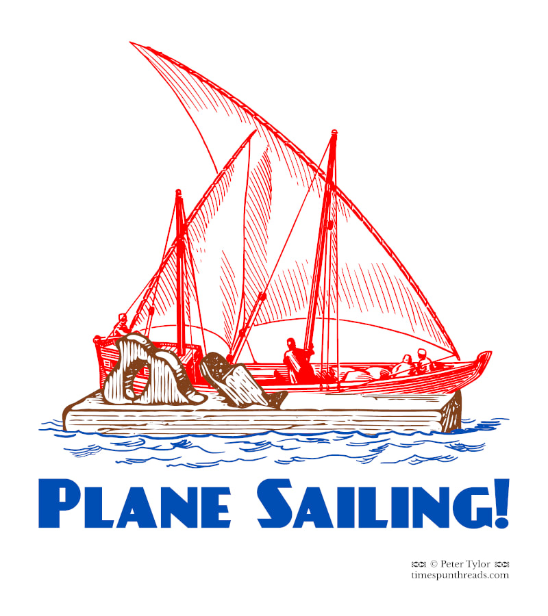 Plane Sailing - vintage style nautical carpentry pun graphic design by Timespun Threads