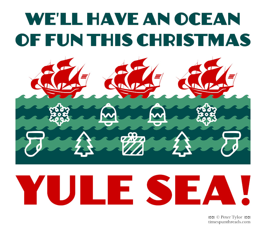 Yule Sea - retro style Christmas pun graphic design by Timespun Threads