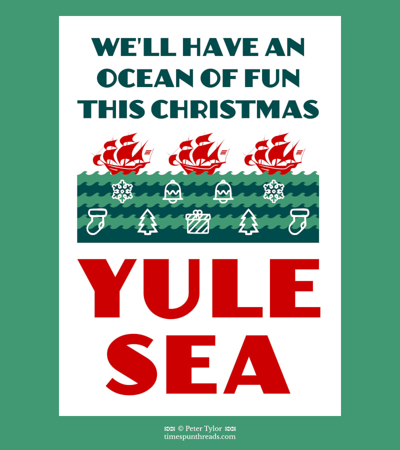 Yule Sea - retro style Christmas pun graphic design by Timespun Threads