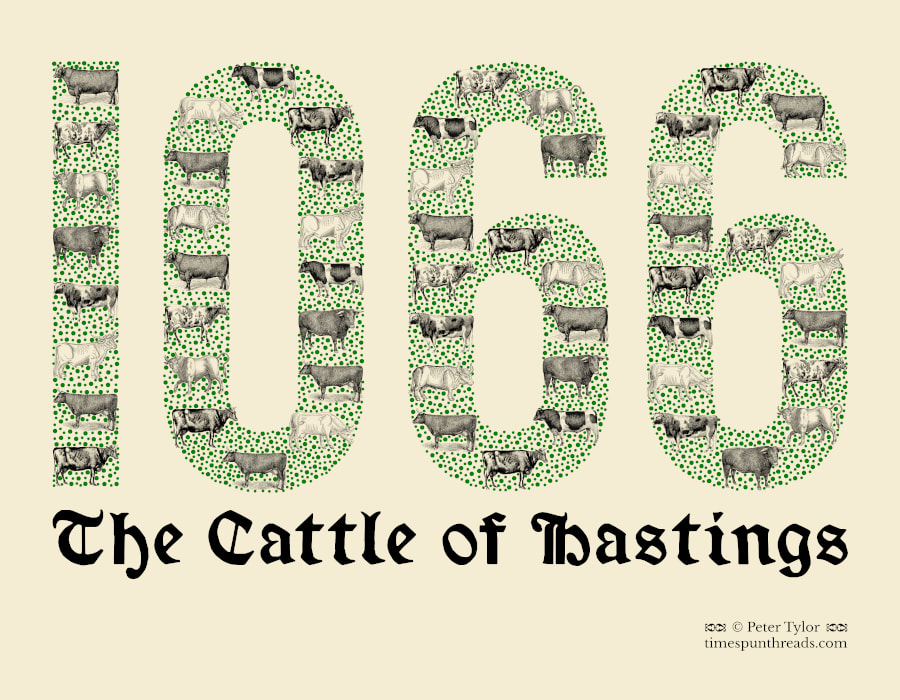 The Cattle of Hastings - history pun graphic design by Timespun Threads